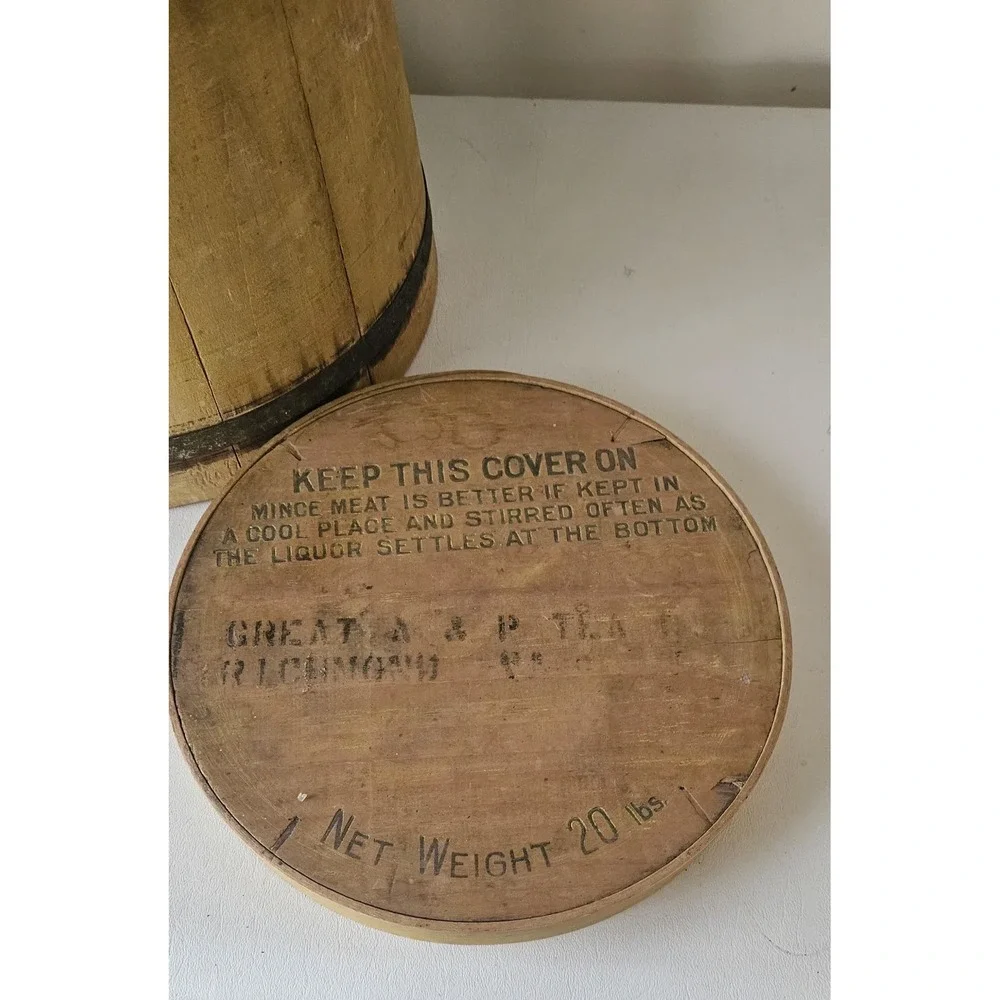 Antique Mince Meat Firkin Wooden Bucket Circa Late 19th